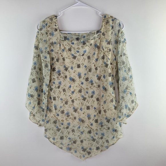 Pierre Marie Boho Floral Square Neck Top XS - Picture 2 of 4
